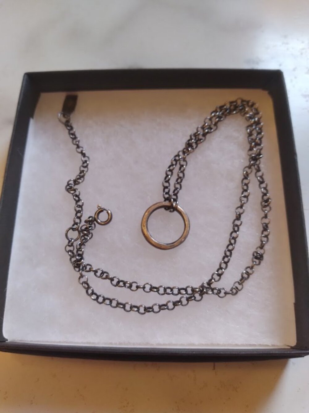 RARE Jennifer Kahn Sterling Silver Thick Forged Ring Necklace Vermont